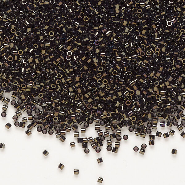 Seed bead, Delica®, glass, pkg/7.5g, #15 round, opaque metallic iris brown (DBS-0007). image number 0
