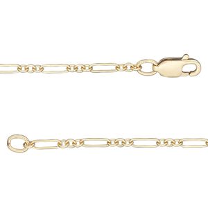 Chain 1pkg1 14Kt gold-filled figaro, 2mm round / springring clasp, 16 inch