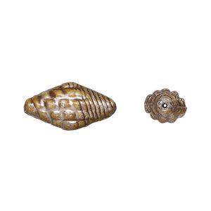 Bead, Preciosa, Czech pressed glass, opaque alabaster bronze luster, 16x8mm whelk shell. Sold per pkg of 10.