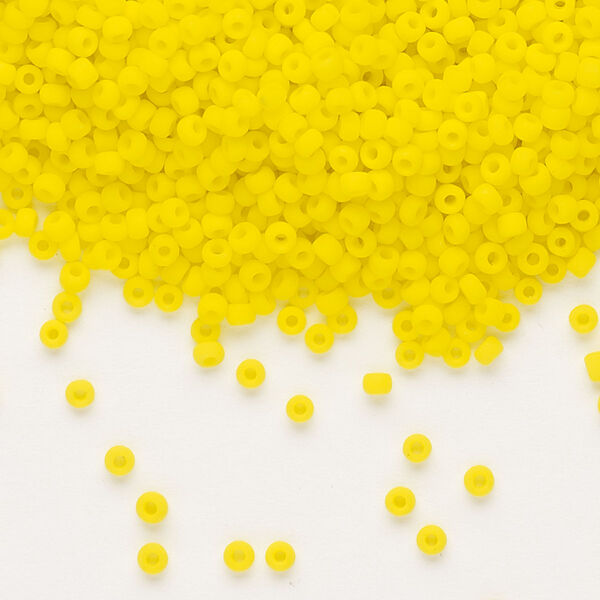 Seed bead, Dyna-Mites™, glass, pkg/1/2kg, #11 round, opaque matte yellow, (731MA 11/0 RR). image number 0