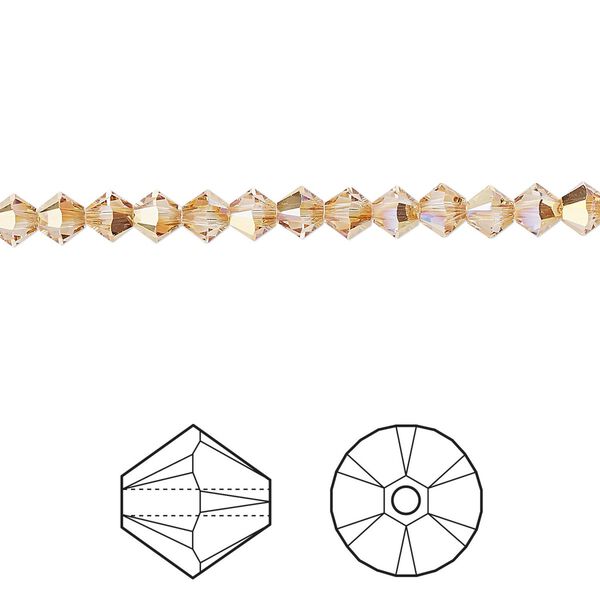 Bead 48pk crystal metallic sunshine, Crystal Passions® 4mm bicone 5328 image number 0