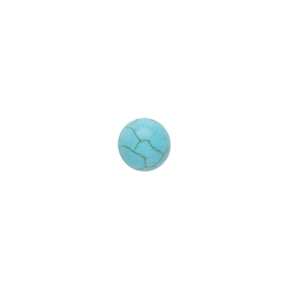 Cabochon, "turquoise" (resin) (imitation), 8mm calibrated round with matrix. Sold per pkg of 4. image number 0
