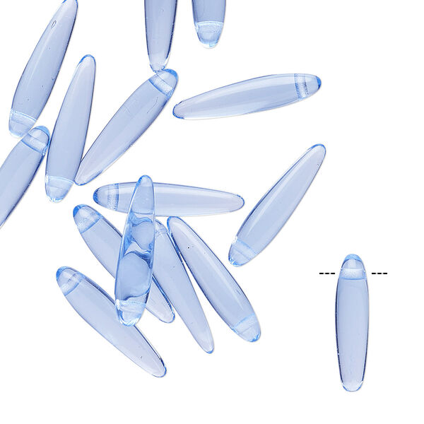 Bead, Preciosa Thorn™, Czech pressed glass, transparent sky blue, 16x4mm top-drilled thorn. Sold per pkg of 20. image number 0
