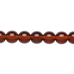 Bead, Preciosa, Czech glass druk, transparent dark topaz, 8mm round. Sold per 15-1/2" to 16" strand.