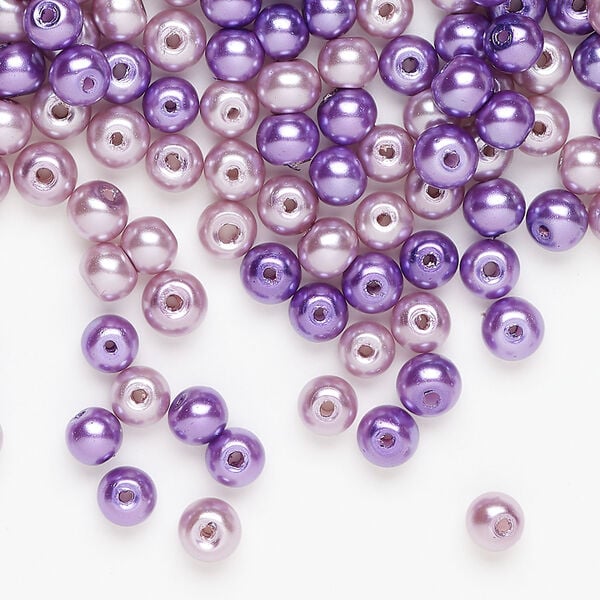 Glass pearl mix 1pkg250, purple and lavender, 4mm round image number 0