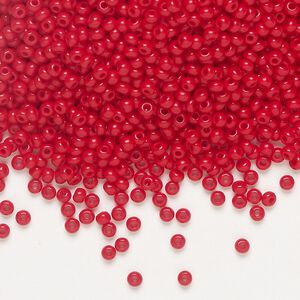 Seed bead, Preciosa Ornela, Czech glass, pkg/50g, opaque red, #10 rocaille.