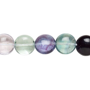 Rainbow fluorite 1pkg1, puffed flat round bead natural 15.5-16 inch 10mm