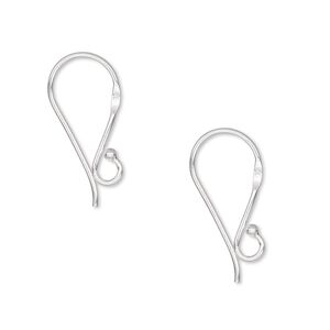 Ear wire fishhook 1pkg2 Hill Tribes sterling silver, 18mm / ball end / flat accent / open loop, 20 gauge 1 pair