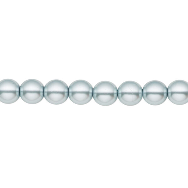 Bead, Czech pearl-coated glass druk, opaque light blue, 6mm round. Sold per 15-1/2" to 16" strand. image number 0