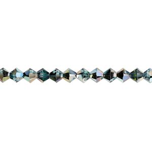 Bead 48pk aquamarine golden Sahara, Crystal Passions® 4mm bicone 5328