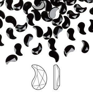 Flat back 4pk jet, Crystal Passions® 6x3.7mm paisley y 2365