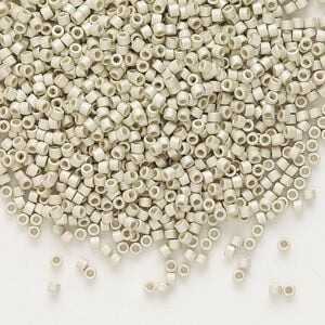 Seed bead, Delica®, glass, pkg/250g, #11 round, opaque matte galvanized silver (DB-0335).