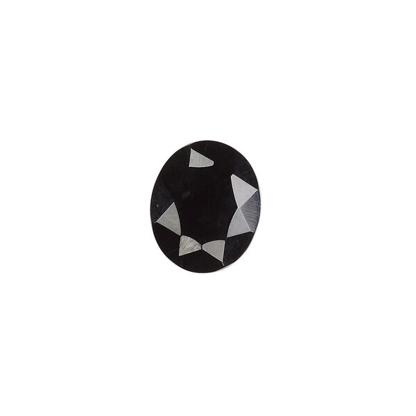 Black onyx 1pkg1, calibrated faceted oval cab B grade, 12x10mm image number 0