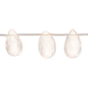 Rose quartz 1pkg14, hand-cut top-drilled faceted puffed teardrop bead natural 12x8mm-15x9mm