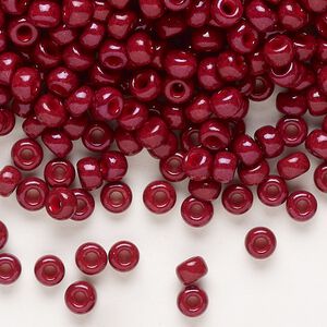 Seed bead, Miyuki, glass, pkg/250g, #6 rocaille, opaque outside dyed maroon, (RR-1464).