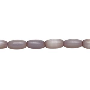 Bead, fiber optic glass, pkg/14 inch, opaque lavender, 11x5mm center-drilled oval.