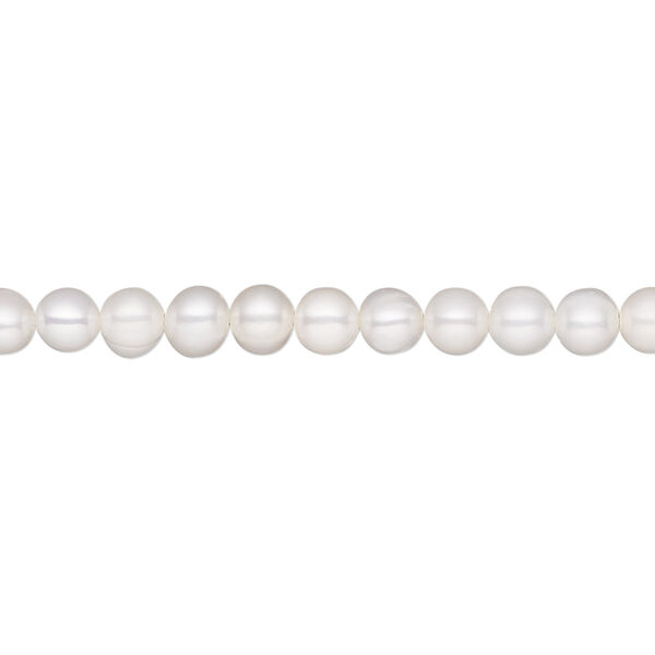 Pearl, White Lotus™, cultured freshwater (bleached), white, 4-5mm semi-round, C grade, Mohs hardness 2-1/2 to 4. Sold per 15-1/2" to 16" strand. image number 0
