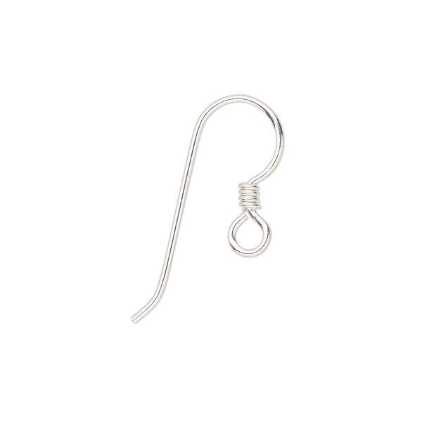 Ear wire fishhook 1pkg2 TierraCast® sterling silver, 14.5mm / 2mm coil / open loop, 20 gauge 1 pair image number 0