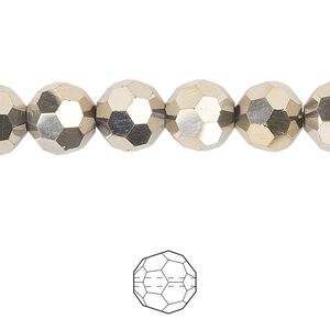 Bead 48pk opaque crystal aurum 2X, Celestial Crystal® 10mm round