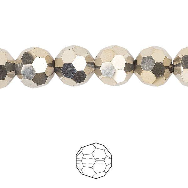 Bead 48pk opaque crystal aurum 2X, Celestial Crystal® 10mm round image number 0