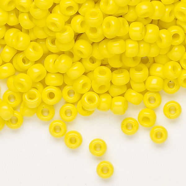 Seed bead, Miyuki, glass, pkg/250g, #6 rocaille, opaque yellow, (RR-404). image number 0