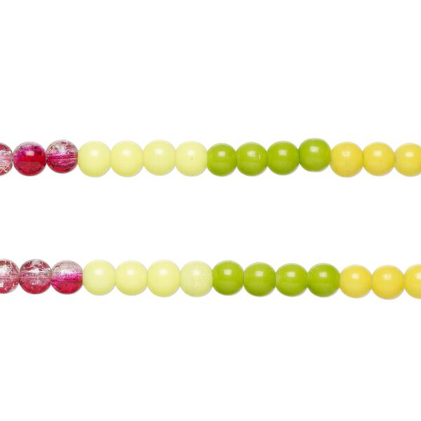 Bead, glass, opaque and translucent multicolored, 8-8.5mm round. Sold per pkg of (2) 7-inch strand, approximately 50 beads. image number 0
