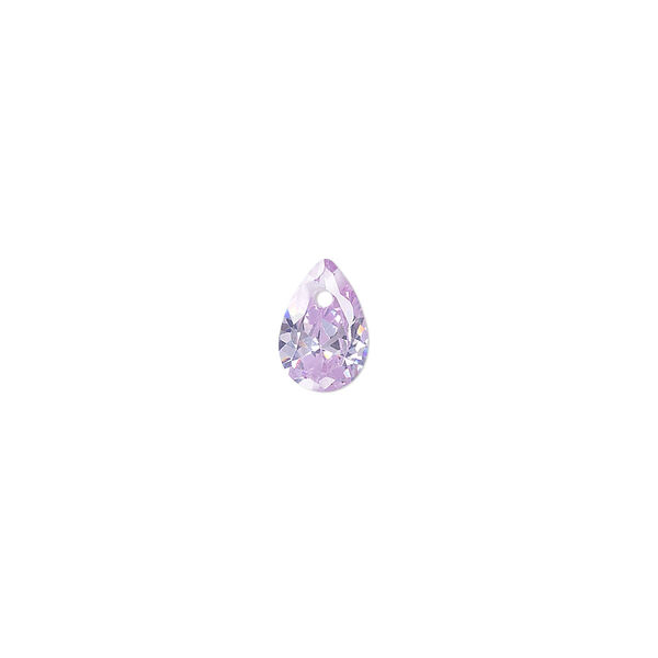 Drop, cubic zirconia, lavender, 9x6mm hand-faceted teardrop, Mohs hardness 8-1/2. Sold per pkg of 6. image number 0