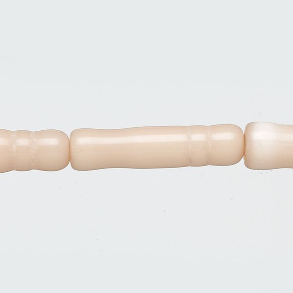 Bead, cat's eye glass (fiber optic glass), light peach, 25x6mm-26x8mm textured round tube. Sold per 15-inch strand. image number 0