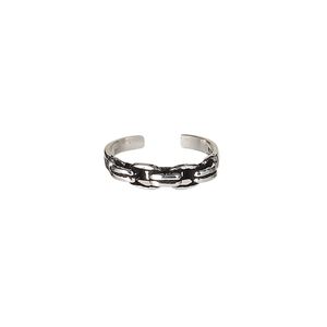 Toe ring, Create Compliments®, antiqued sterling silver, 3.5mm wide with link design, adjustable. Sold individually.