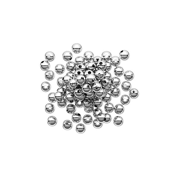Bead, silver-plated brass, 2.5mm round. Sold per pkg of 1,000. image number 0