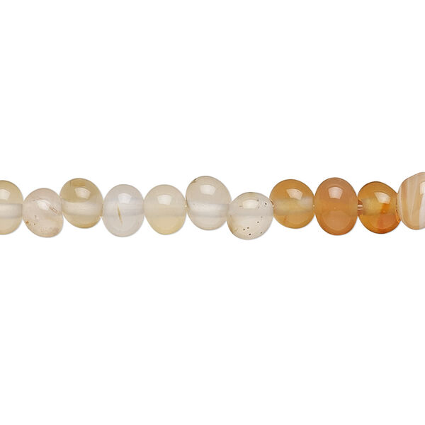Bead, red agate and white agate (natural / dyed / heated), light, small to medium pebble, Mohs hardness 6-1/2 to 7. Sold per 15" to 16" strand. image number 0