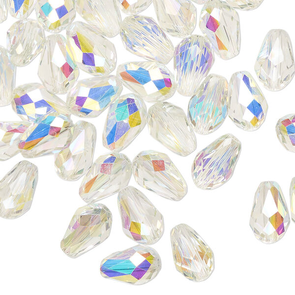 Bead Celestial Crystal® 1pkg60, 8x6mm teardrop / 66 facets, translucent clear AB image number 0