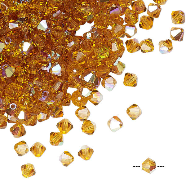 Bead 48pk topaz AB, Preciosa Czech crystal 4mm bicone image number 0