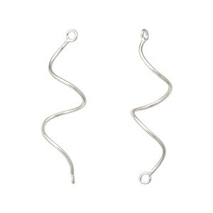 Link, sterling silver, 30x10mm curved. Sold per pkg of 2.