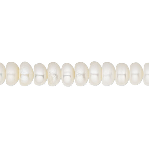 Pearl, White Lotus™, cultured freshwater (bleached), white, 6.5-7mm button, C grade, Mohs hardness 2-1/2 to 4. Sold per 15-1/2" to 16" strand. image number 0