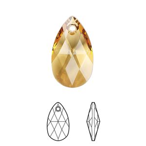Drop 1pk golden topaz, Crystal Passions® 22x13mm pendant pear 6106