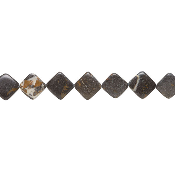 Black & white marble 1pkg1, flat diamond bead natural, 15 inch 24-26mm image number 1
