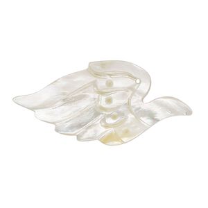 Focal, mother-of-pearl shell (natural), 35x15mm hand-carved single-sided bird, Mohs hardness 3-1/2. Sold individually.