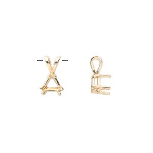 Pendant, Sure-Set™, 14Kt gold, 6mm with 6-prong triangle basket setting. Sold individually.