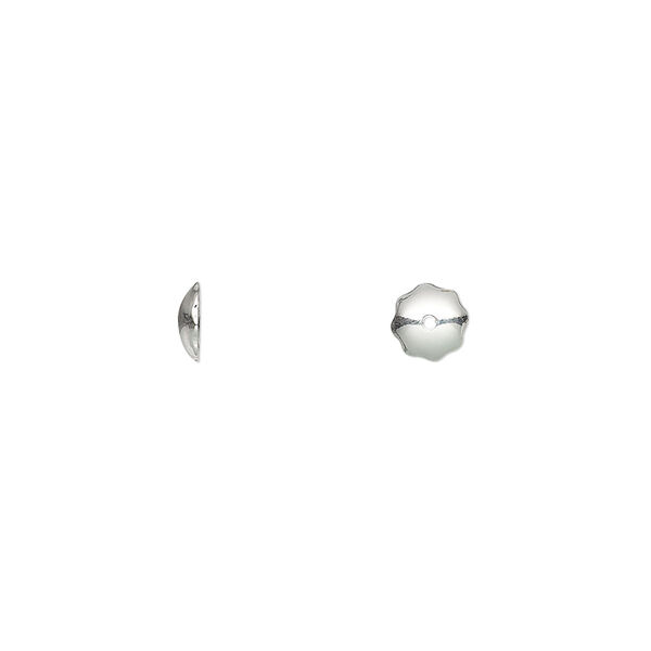 Bead cap, sterling silver, 5x1.5mm round, fits 4-6mm bead. Sold per pkg of 50. image number 0