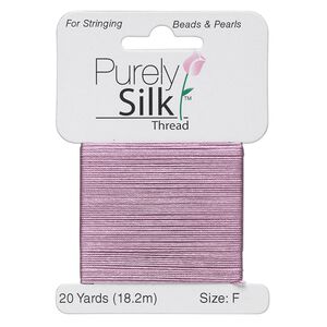 Thread, Purely Silk™, lilac, size F. Sold per 20-yard card.