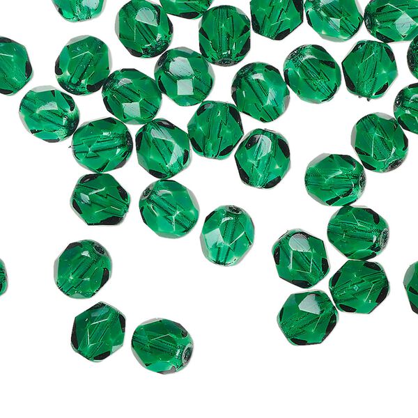 Bead 1pkg60 Czech fire-polished dipped décor glass, translucent teal, 6mm faceted round. image number 0