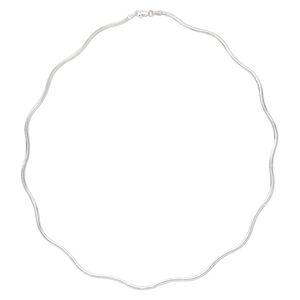 Chain 1pkg1 sterling silver omega, 2mm wavy / lobster claw clasp, 18 inch