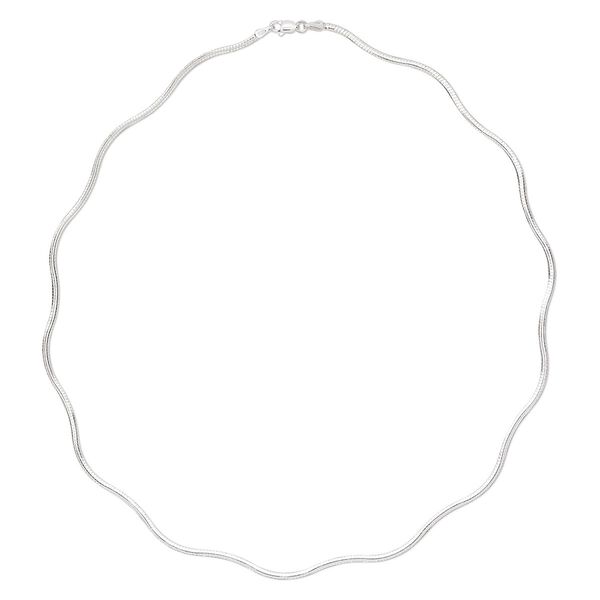 Chain, sterling silver, 2mm wavy omega, 18 inches with lobster claw clasp. Sold individually. image number 0