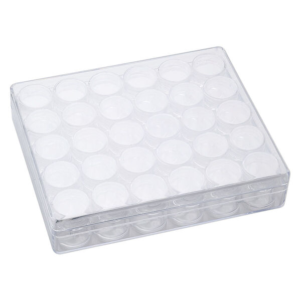 Organizer, clear plastic, 6-3/8 x 5-3/8 x 1-1/2 inch rectangle with 30 containers. Sold individually. image number 2