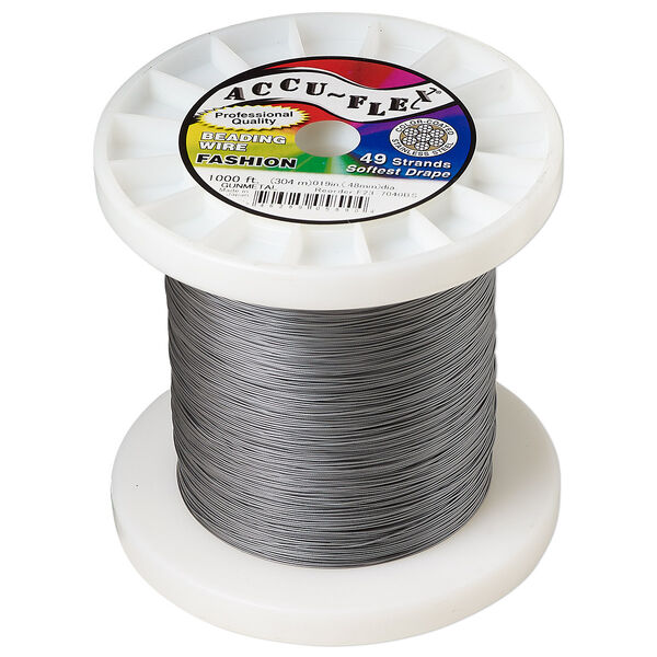 Beading wire, Accu-Flex®, nylon and stainless steel, gunmetal, 49 strand, 0.019-inch diameter. Sold per 1,000-foot spool. image number 0