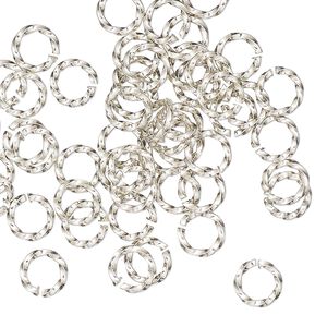 Jump ring, copper / zinc / nickel, nickel silver, 6mm hand-cut twisted round, 4.2mm inside diameter, 18 gauge. Sold per pkg of 50.