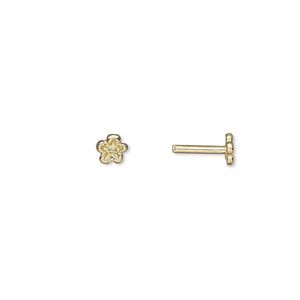 Brad, JBB Findings, brass, 9x5mm with 5x5mm flower and 8x1.5mm post. Sold per pkg of 4.