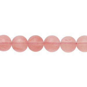 Bead, cherry "quartz" (glass), matte pink, 8mm round. Sold per 8-inch strand, approximately 20-25 beads.