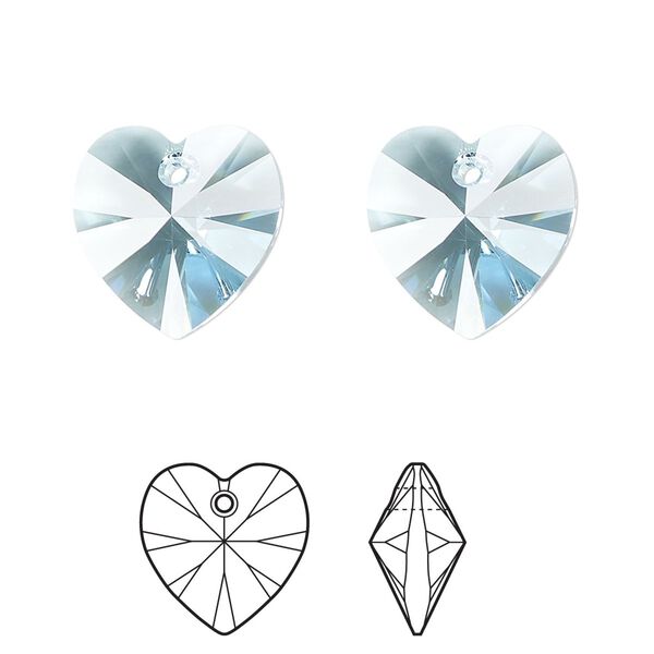 Drop 2pk aquamarine, Crystal Passions® 14mm pendant heart 6228 image number 0